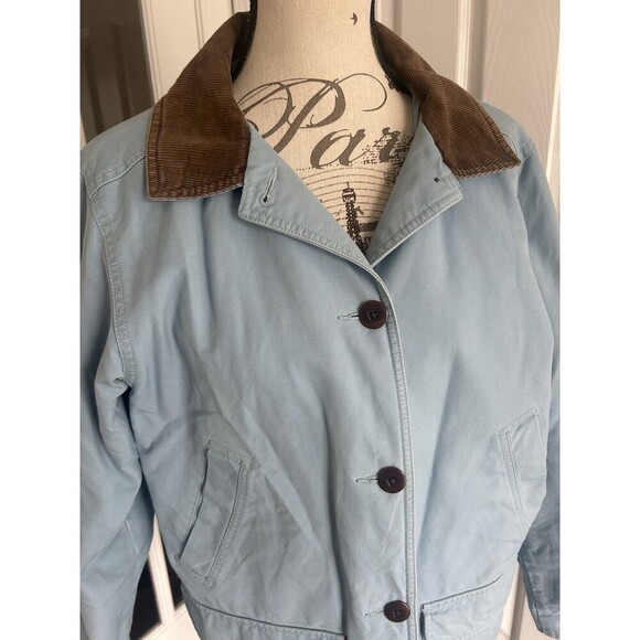Vintage LL Bean Baby Blue Quilted Lined Barn Chore Coat Canvas Field Jacket M - Picture 8 of 11